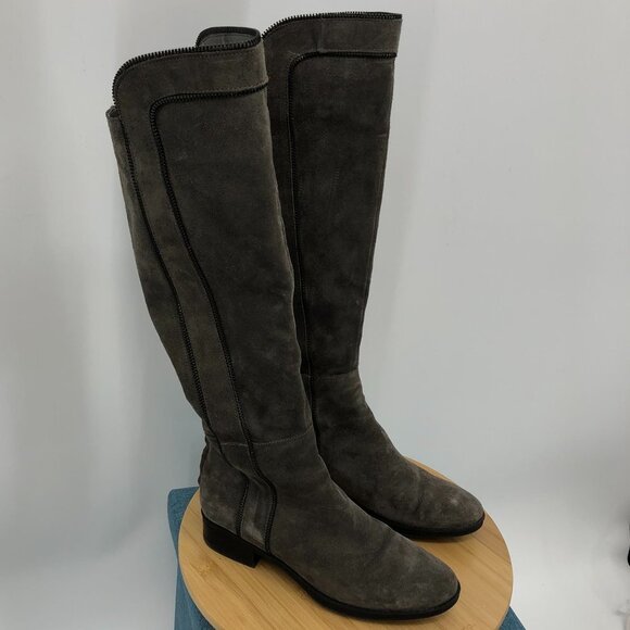 Karl lagerfeld Mimi riding boots genuine suede in Ash grey  / taupe size 6.5 - Picture 14 of 16